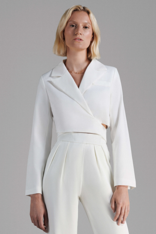 SANDRA CROPPED BLAZER - WHITE