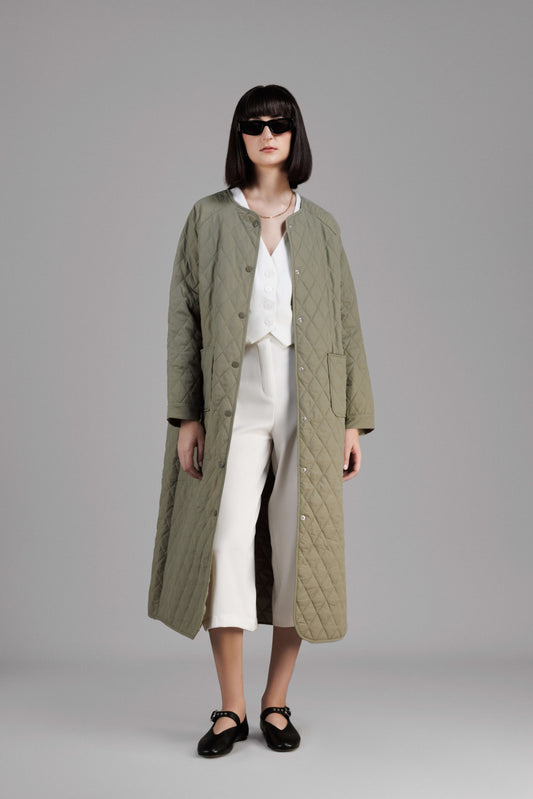 ARWANA QUILTED COAT - GREEN
